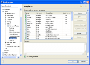 Eclipse Tip: Add your own Code Template in Eclipse