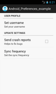 Android Preferences Activity example