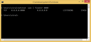 Find Process ID of Process using a Port in Windows