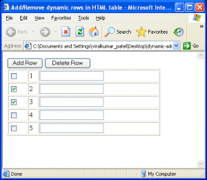 Dynamically Add/Remove rows in HTML table using JavaScript